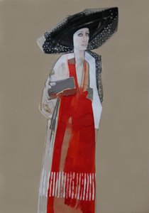 Elegant Woman Red Dress by Doris Schmitz