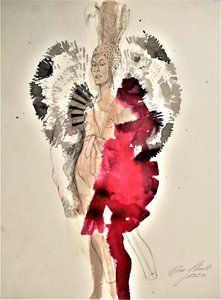 Feathered Woman in Red