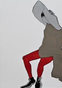 Hooded Figure Red Tights