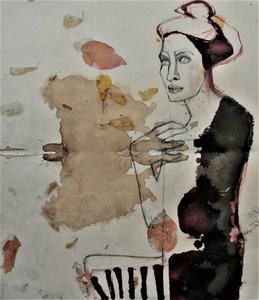 Pensive Figure and Leaves by Doris Schmitz