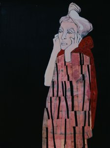 Pensive Woman in Red by Doris Schmitz