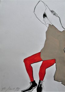 Stylish Red Tights Woman by Doris Schmitz