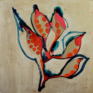 Vibrant Coral Botanical