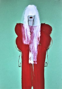 White Hair Red Dress by Doris Schmitz
