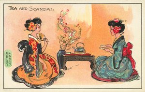 Tea and scandal: two Japanese women drinking tea
