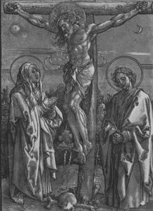 Christ on the Cross with the Virgin and Saint John, 1500-1550 by Dürer School.