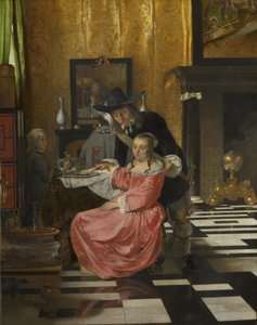 An Interior, with a Woman refusing a Glass of Wine, c. 1660