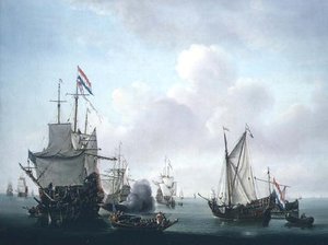 A Shipping Scene by Dutch School