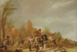Brawl between Soldiers and Peasants by Dutch School