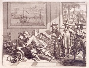 Dealing with a Cobra which has Invaded the Dutch Officers Rooms, 1672 by Dutch School