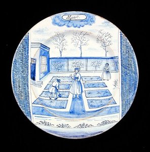 Delftware plate depicting the month of March by Dutch School