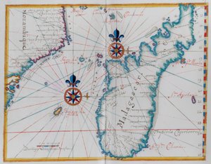 Map of part of the coast of Mozambique and the island of Madagascar