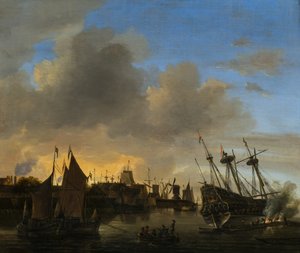 Numerous Ships in a Dutch Harbor