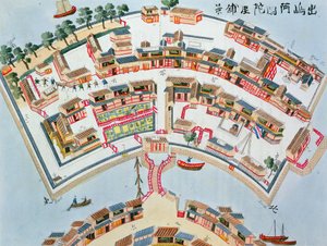 Plan of the Dutch Factory in the Island of Desima at Nangasaki, from Illustrations of Japan by Isaac Titsingh, published London, 1822 by Dutch School