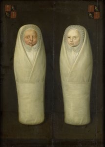 Portrait of Swaddled Twins: The Early-Deceased Children of Jacob de Graeff and Aeltge Boelens by Dutch School
