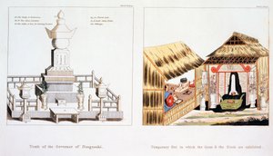 Tomb of the Governor of Nagasaki, and other funeral items, from Illustrations of Japan by Isaac Titsingh, published London 1822 by Dutch School