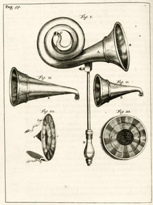 Various hearing aids, from Exercitationes Practicae circa Medendi Methodum by Frederik Dekkers, 1694 by Dutch School