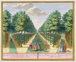View of the wood to the house and the two side avenues, Watervliet, from Het Zegenpralent Kennemerlant, by Hendrick de Leth and Matthias Brouerius Van Nidek, published c.1700-1730