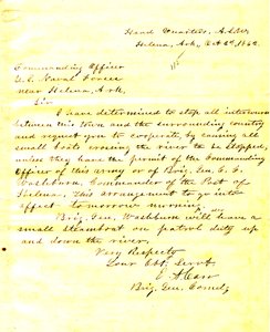 Letter from E. A. Carr, Helena, Arkansas, to the commanding officer of U.S. Naval forces near Helena, Arkansas, October 2, 1862