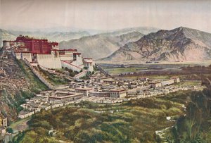 Frowning Cliffs of Lihasas Red-Walled Palace Set Perfectly On Its Hill, c1935