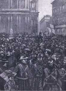 The CIVs Marching Down Ludgate Hill, on the Way to the Mansion House to Waterloo Station by E.S. Hodgson