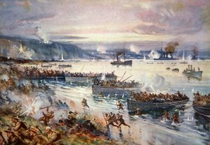 The Landing of the Australians at Gallipoli, April 1915 by E.S. Hodgson