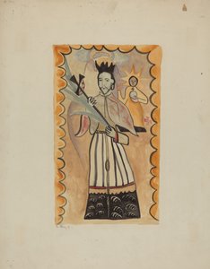 St. John Nepomucene-Painted on Buffalo Hide Prior to 1800, 1935-1942 by E. Boyd