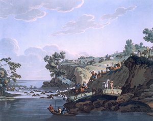 Horses Crossing a River