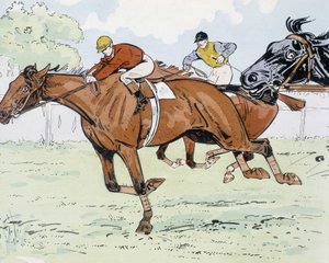 Racing horses - drawing by Thelem