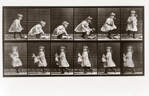 Child playing with doll, Plate 481 from Animal Locomotion by Eadweard Muybridge