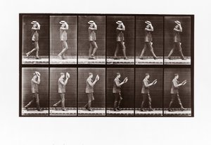 Man doffing his boater, Plate 44 from Animal Locomotion by Eadweard Muybridge