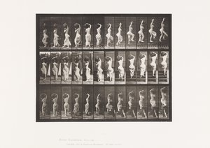 Plate 105. Turning, Ascending Stairs, Water Jar on Left Shoulder by Eadweard Muybridge