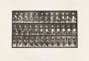 Turning to Ascend Stairs, Bucket of Water & Broom in Hands by Eadweard Muybridge