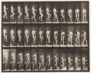 Plate 144. Descending Stairs, Turning Basin in Hands by Eadweard Muybridge