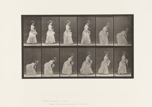 Stooping and Lifting Handkerchief; Parasol in Left Hand by Eadweard Muybridge