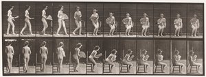 Sitting Down on Chair and Opening Fan by Eadweard Muybridge