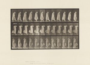 Walking, Left Hand Holding Dress, Right Hand at Face by Eadweard Muybridge