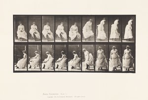 Plate 422. Toilet; Putting on Shoes and Rising from Chair, 1885 by Eadweard Muybridge