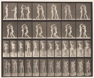 Plate 445. Two Models-8 Drinking from Water-Jar on Shoulder of 1 by Eadweard Muybridge