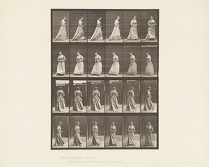Walking and Turning Around Bouquet in Both Hands by Eadweard Muybridge