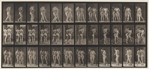 Plate 54. Walking, Two Models, One Flirting a Fan, Arm in Arm by Eadweard Muybridge
