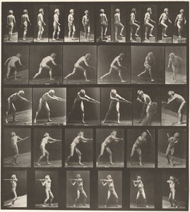Walking, Ascending Step, Throwing Disk, Using Shovel, Using Pick, 1887 by Eadweard Muybridge
