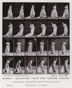 The Human Figure in Motion: Woman, adjusting train and turning around by Eadweard Muybridge