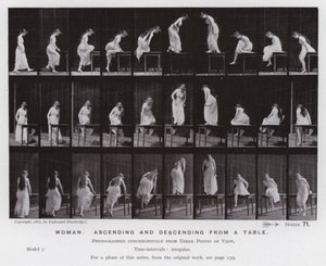 The Human Figure in Motion: Woman, ascending and descending from a table by Eadweard Muybridge