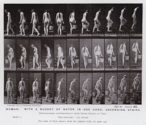 The Human Figure in Motion: Woman, with a bucket of water in one hand, ascending stairs by Eadweard Muybridge