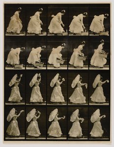 Woman Lifting a Basket, Waving a Handkerchief, from the Book Animal Locomotion by Eadweard Muybridge