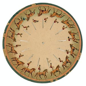 Zoopraxiscope Disc Showing an Acrobat Performing a Horse Back Somersault, 1893 by Eadweard Muybridge