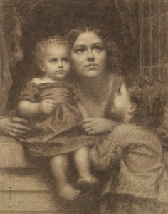 Woman with Two Children by a Window by Eastman Johnson
