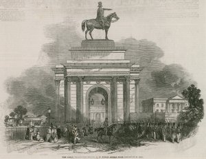 The great Wellington statue and Arch as it would appear from Constitution Hill by Ebenezer Landells