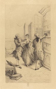 Interior with Two Gentlemen and a Lady by Ed. Heil